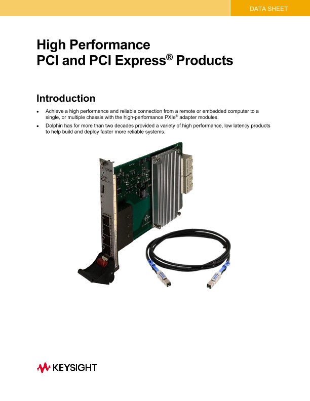 High Performance PCI and PCI Express Products PDF Asset Page Keysight